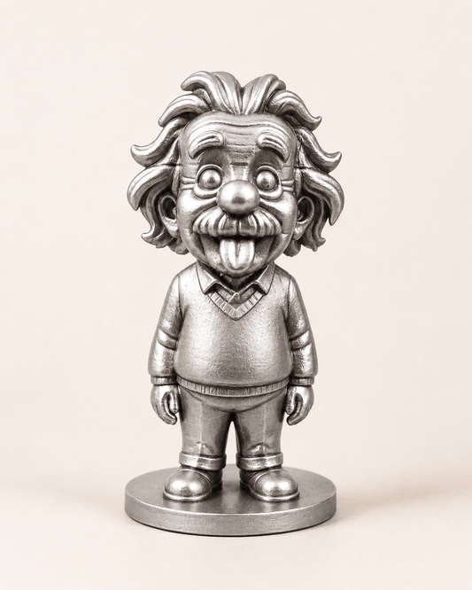 Genius Scientist Tongue-Out Miniature Figurine – Gold & Silver - CraftLayer India