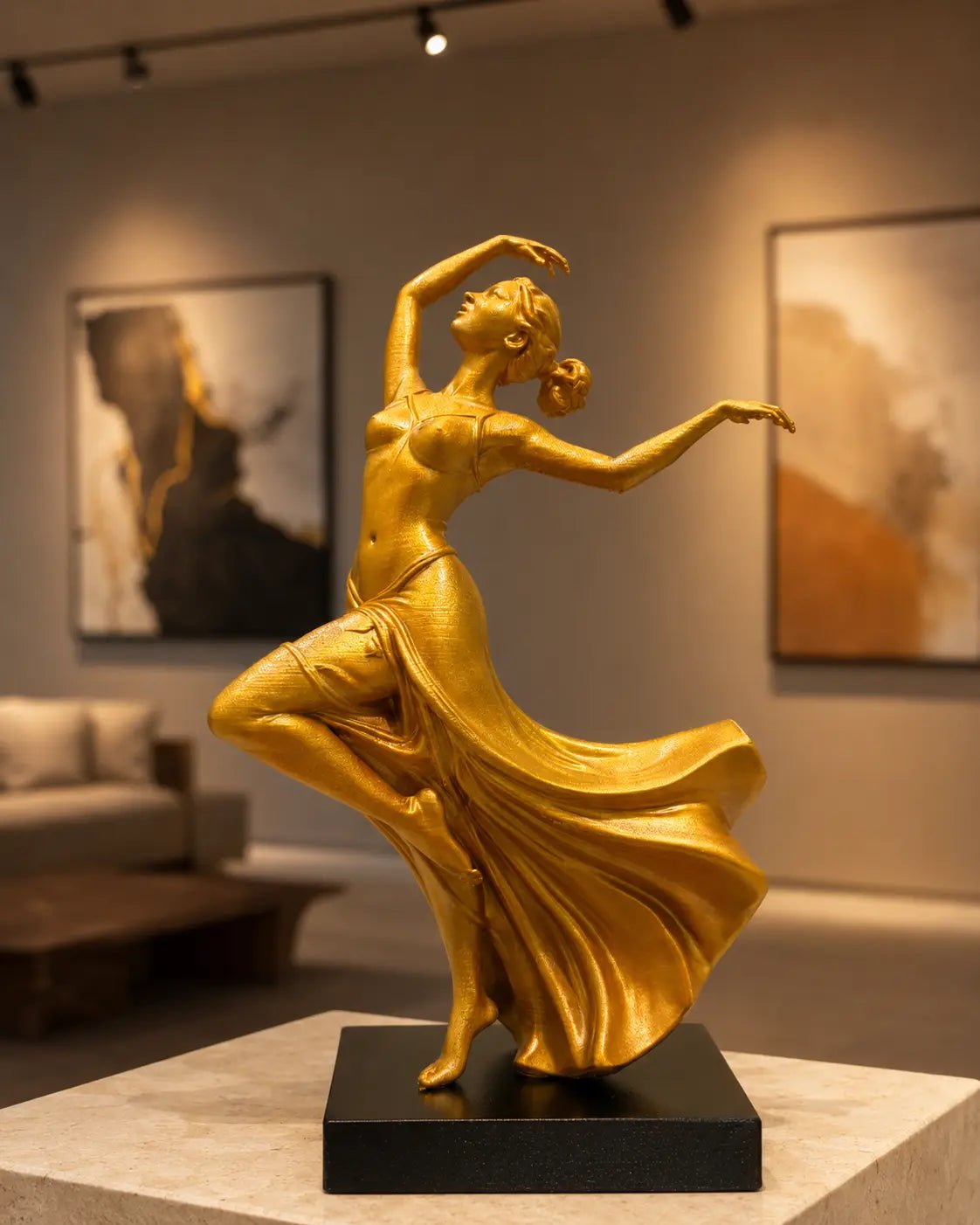 Golden Dancing Lady Statue for Home Decor - CraftLayer India