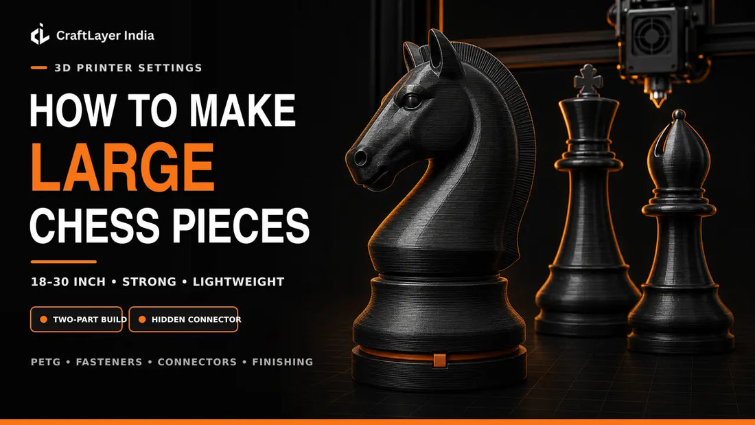 How to Make Large Chess Pieces – PETG Two-Part Build, Hidden Connector and Finishing Guide | CraftLayer India