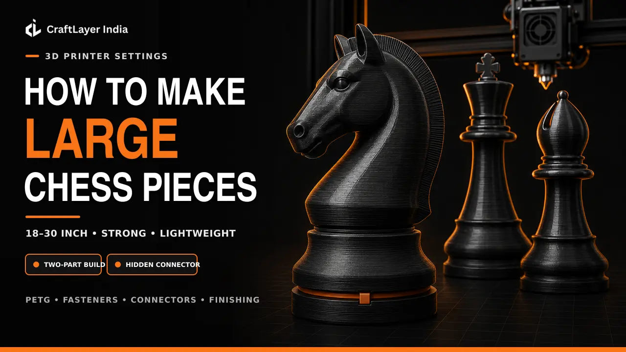 How to Make Large Chess Pieces – PETG Two-Part Build, Hidden Connector and Finishing Guide | CraftLayer India