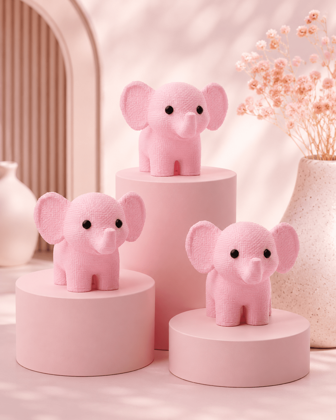 Ellie Pink Elephant – Set of 3 - CraftLayer India