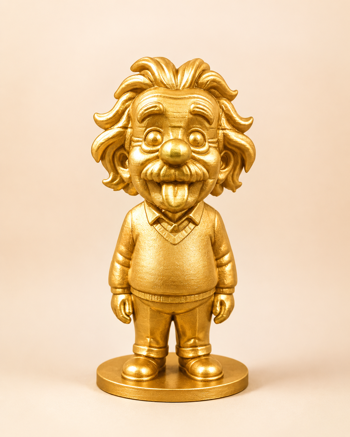 Gold genius scientist tongue-out miniature figurine by CraftLayer India