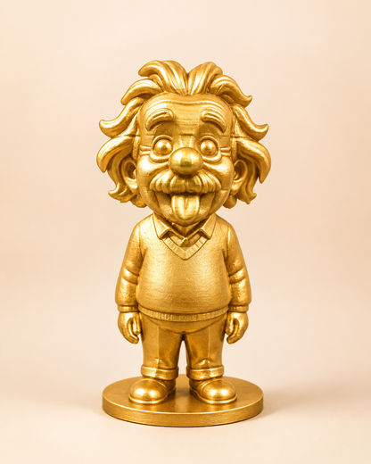 Gold genius scientist tongue-out miniature figurine by CraftLayer India