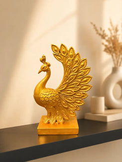 Golden Peacock Showpiece for Home Decor - CraftLayer India