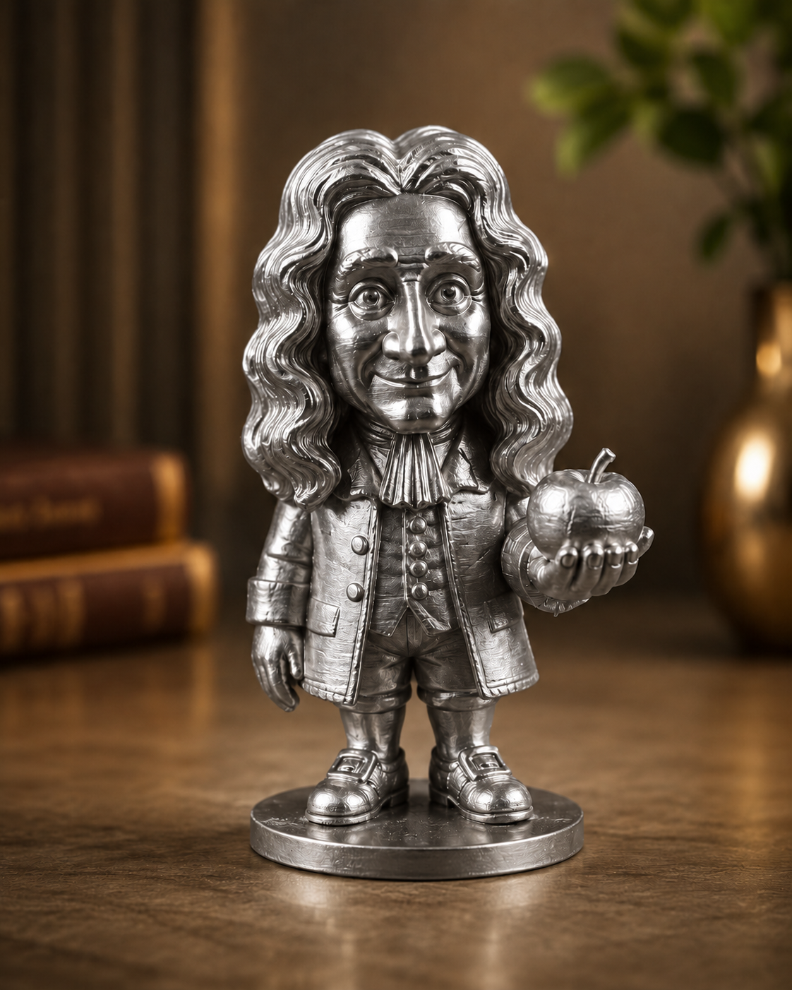 Silver Isaac Newton apple miniature figurine by CraftLayer India