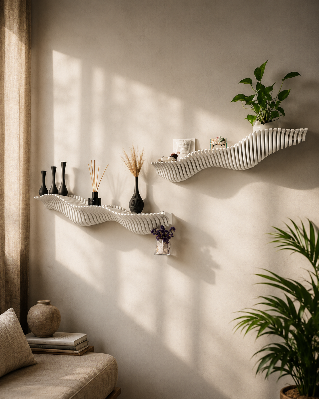 Wave Floating Wall Shelf Set by CraftLayer India