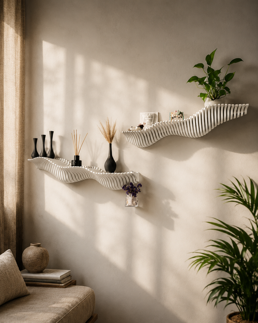 Wave Floating Wall Shelf Set by CraftLayer India